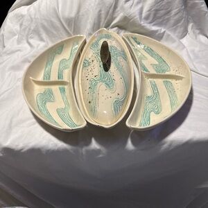 Elegant Cream and Green Serveware Set